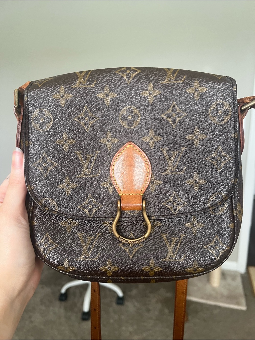 Louis Vuitton Monogram Canvas Crossbody with Tan Leather Trim